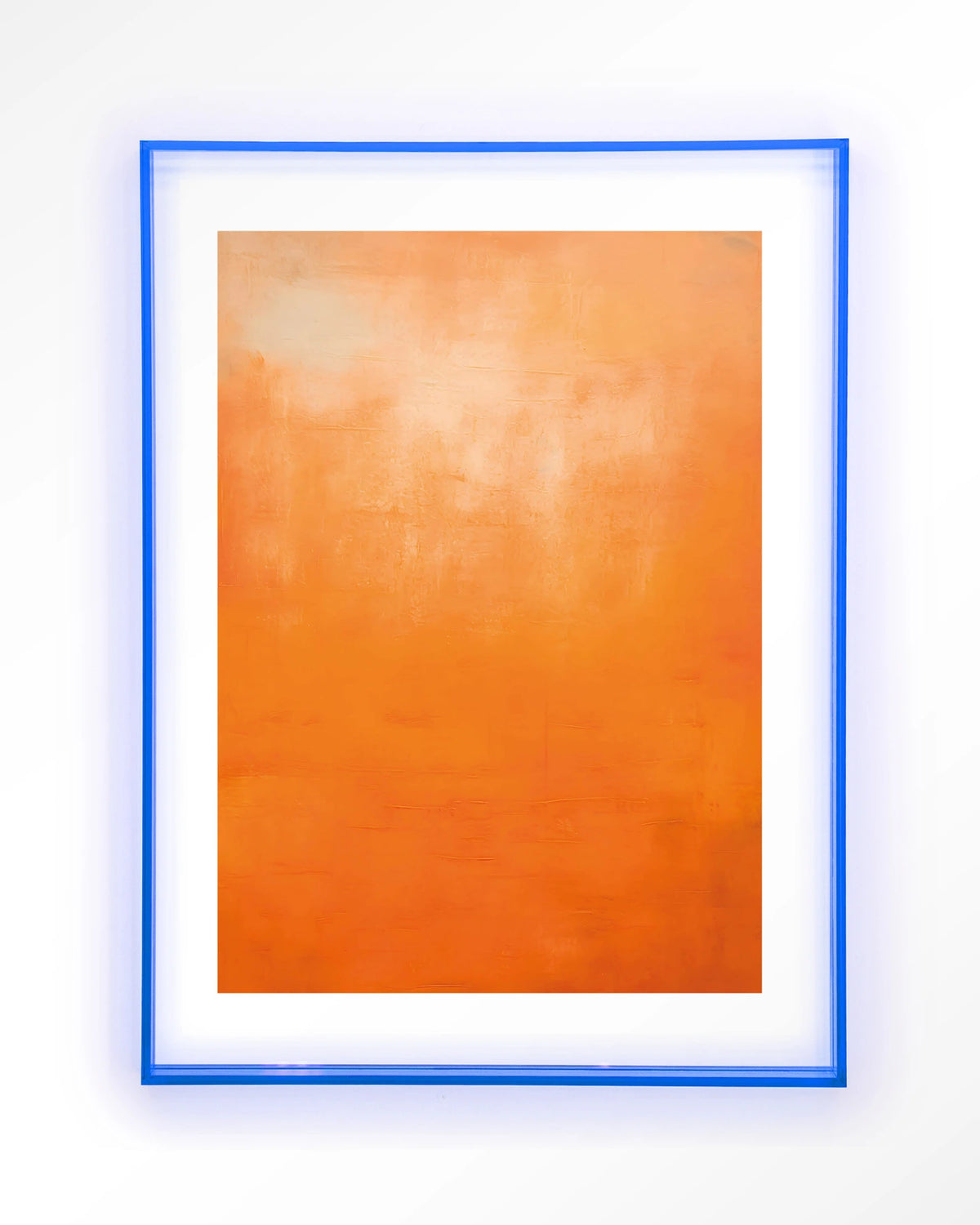 Orange Wandkleed – abstract oranje kleurverloop – Art print – Acryl lichtblauw