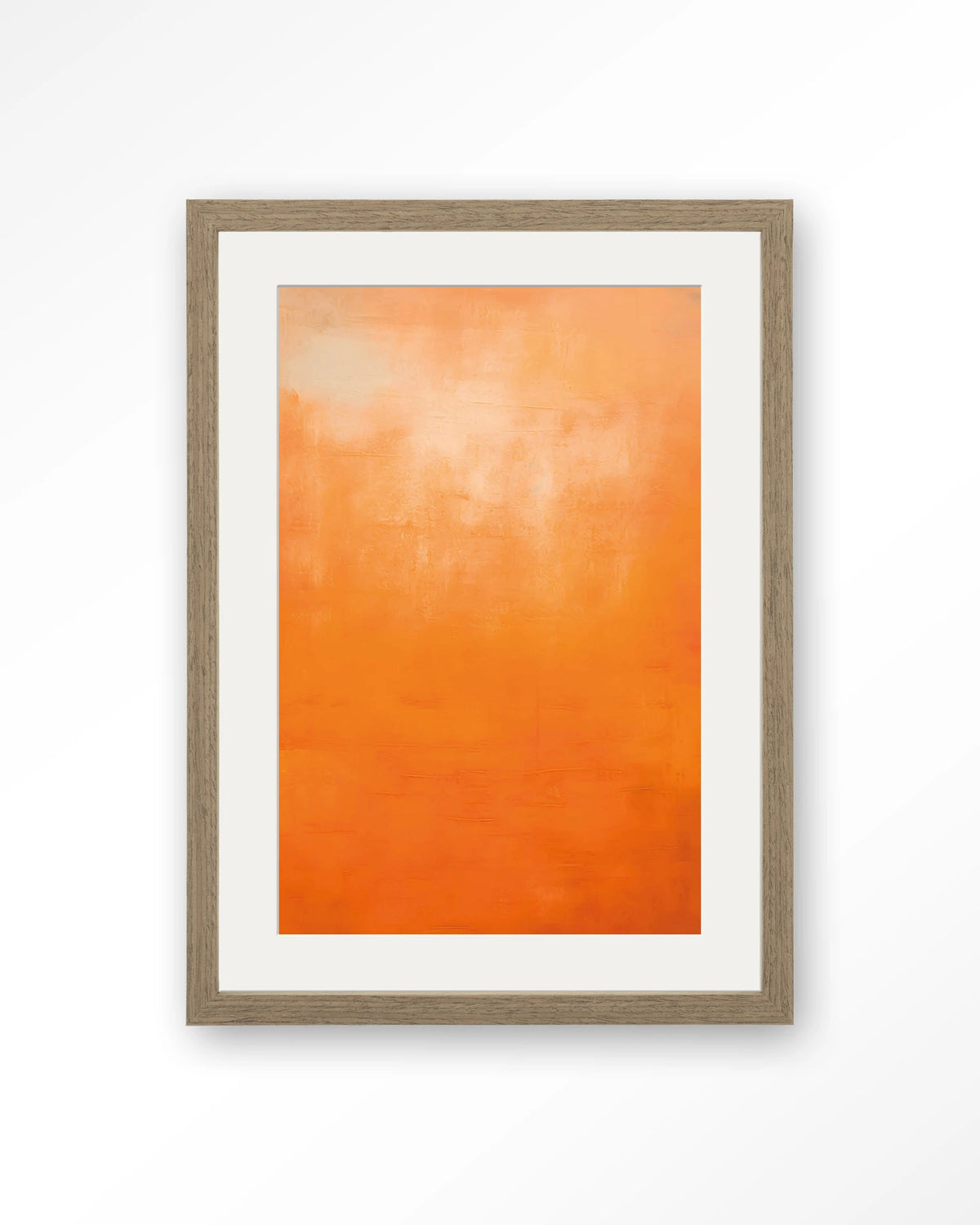 Orange Wandkleed – abstract oranje kleurverloop – Art print – Hout bruin + passe-partout