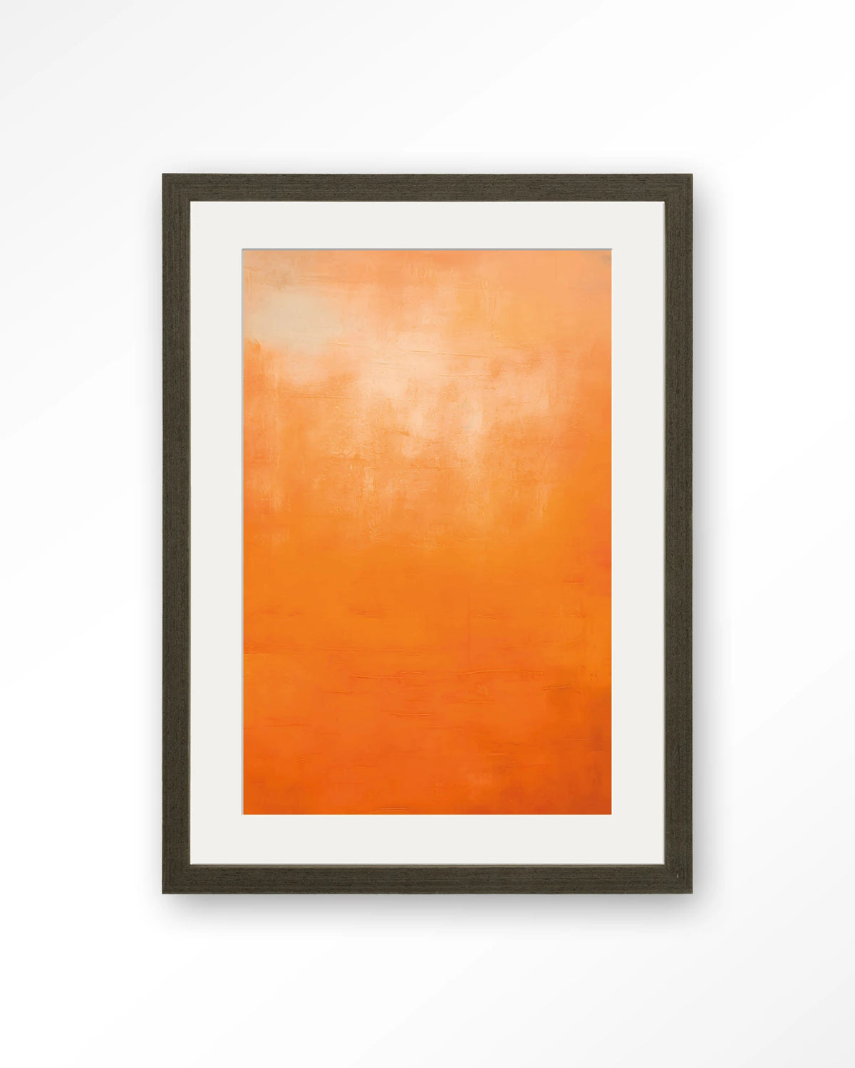 Orange Wandkleed – abstract oranje kleurverloop – Art print – Hout donkerbruin + passe-partout