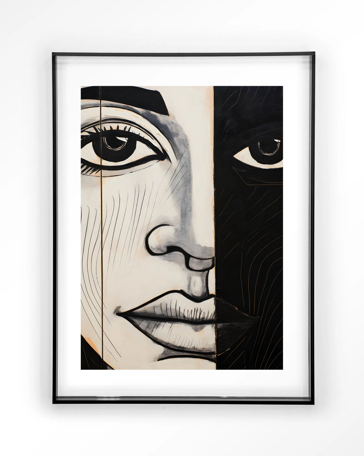 Contrast – gezicht in zwart-wit – Art print – Acryl zwart