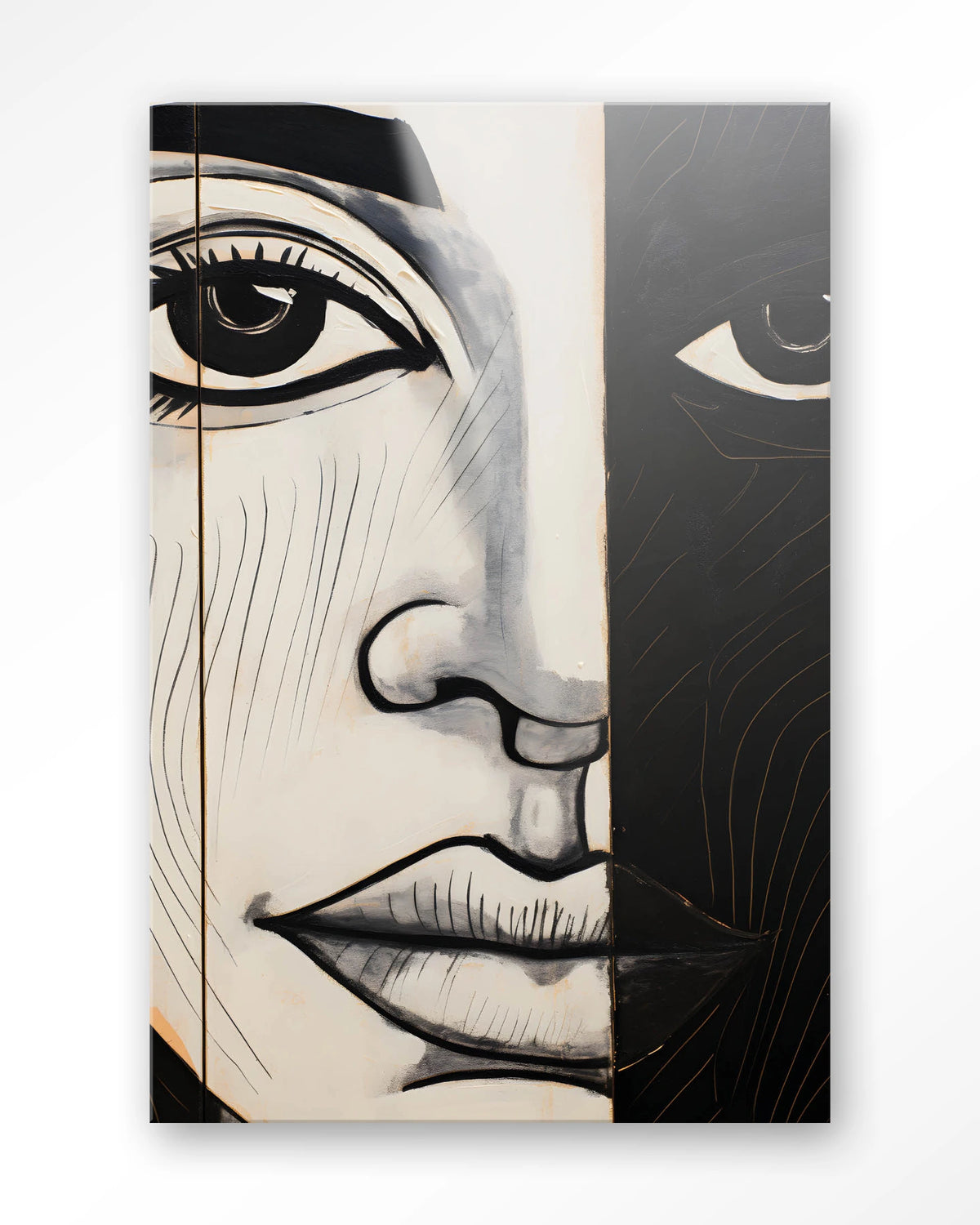 Contrast – gezicht in zwart-wit – Glas – Blinde montage