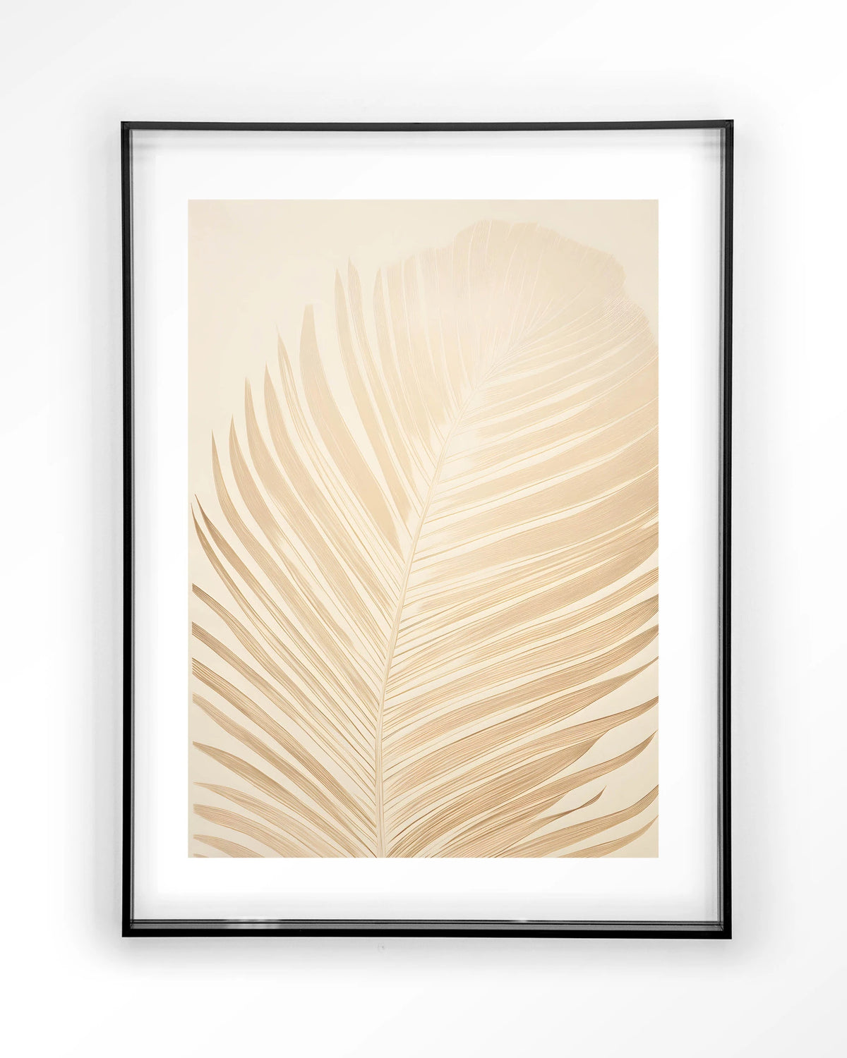 Feuille – palmblad in beige – Art print – Acryl zwart