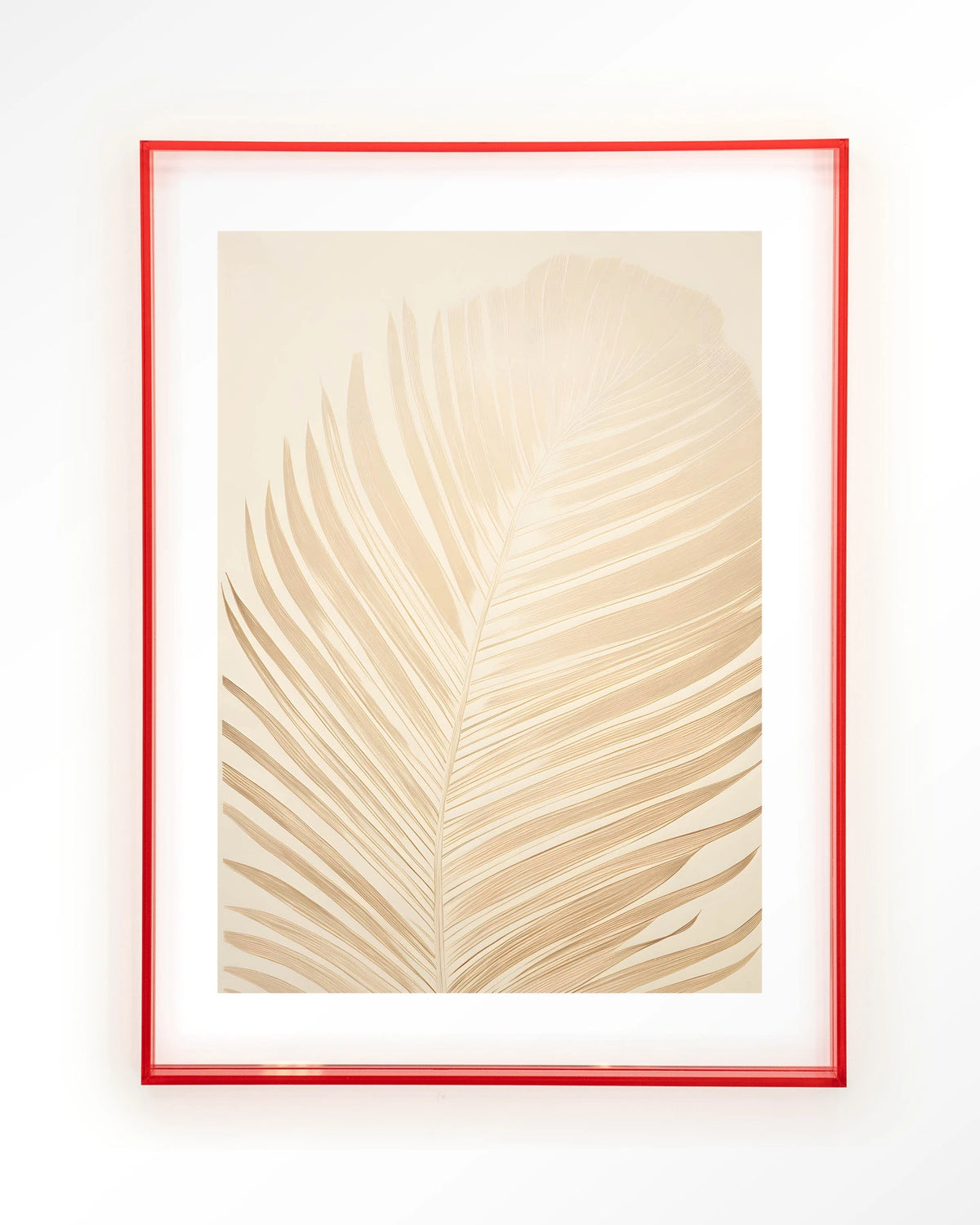 Feuille – palmblad in beige – Art print – Acryl roze