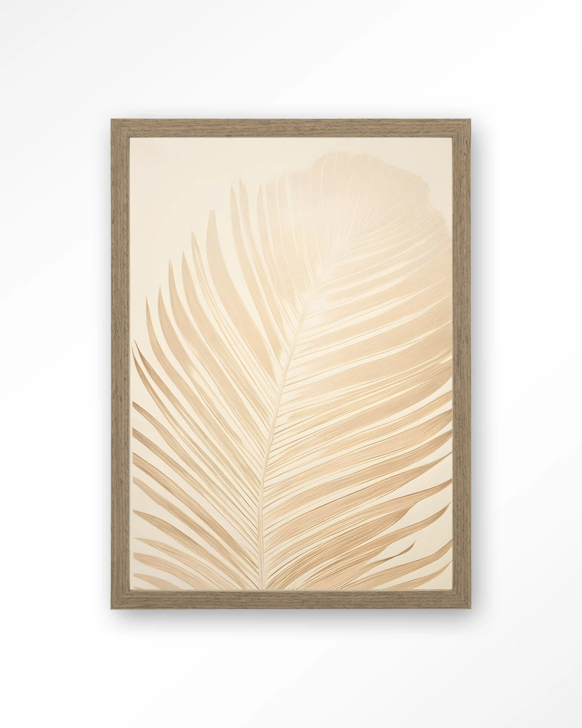 Feuille – palmblad in beige – Art print – Hout bruin