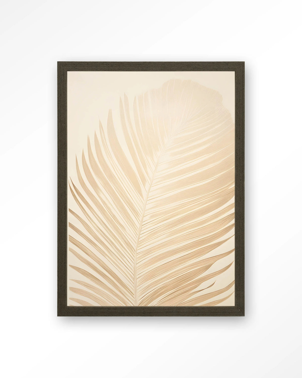 Feuille – palmblad in beige – Art print – Hout donkerbruin