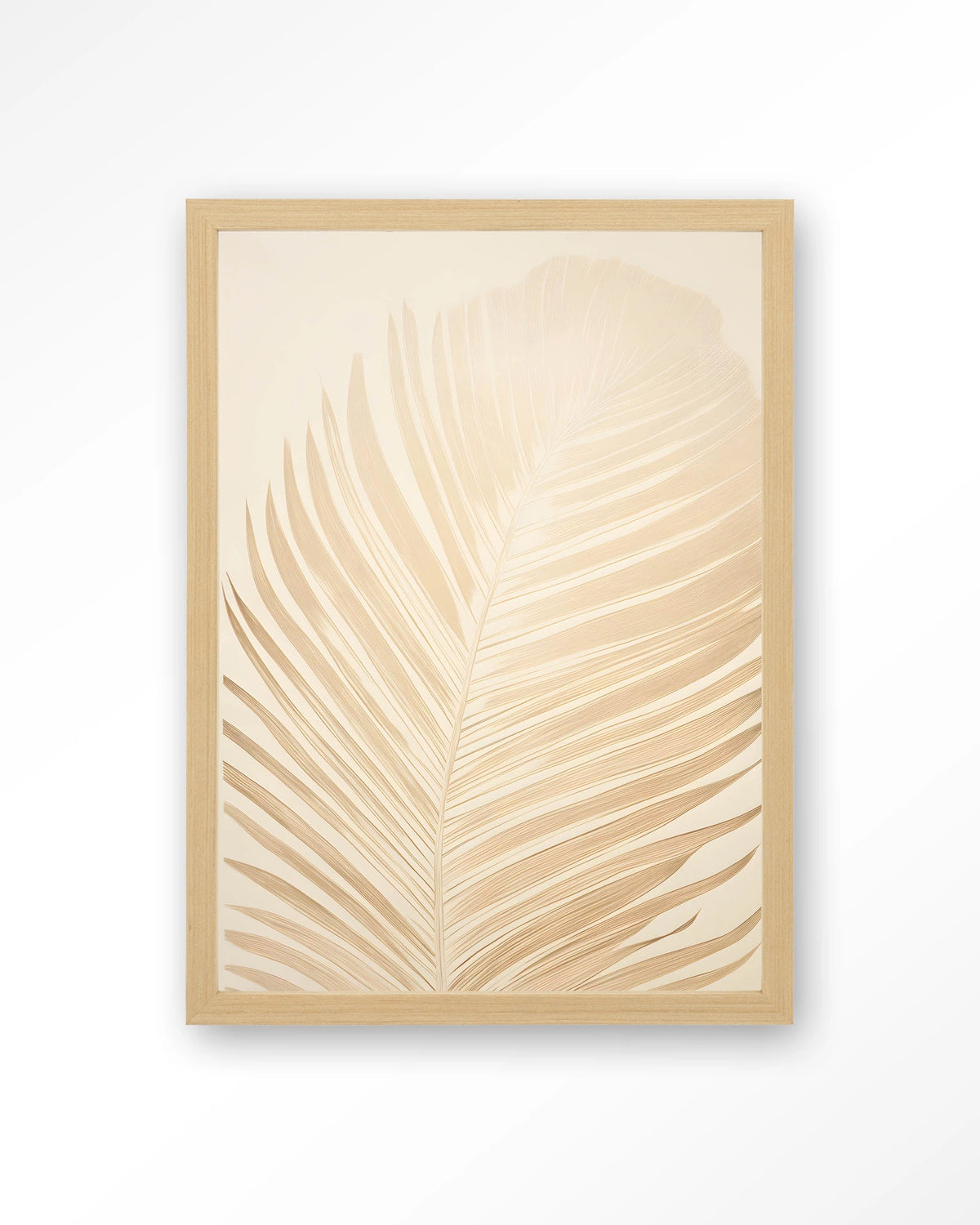 Feuille – palmblad in beige – Art print – Hout naturel