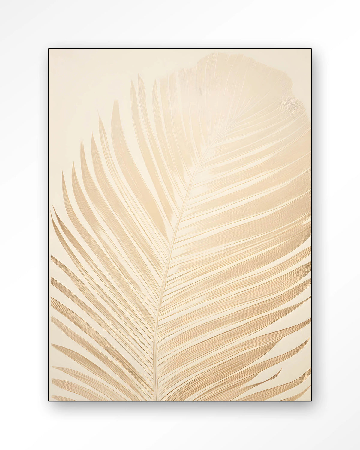 Feuille – palmblad in beige – Wandkleed – Frame – zwart