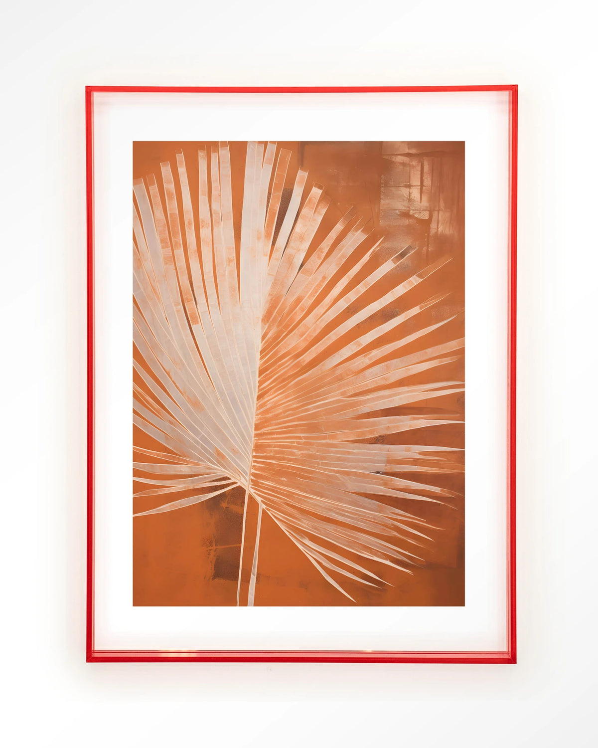 Rusty Palm – palmblad in oranje – Art print – Acryl roze