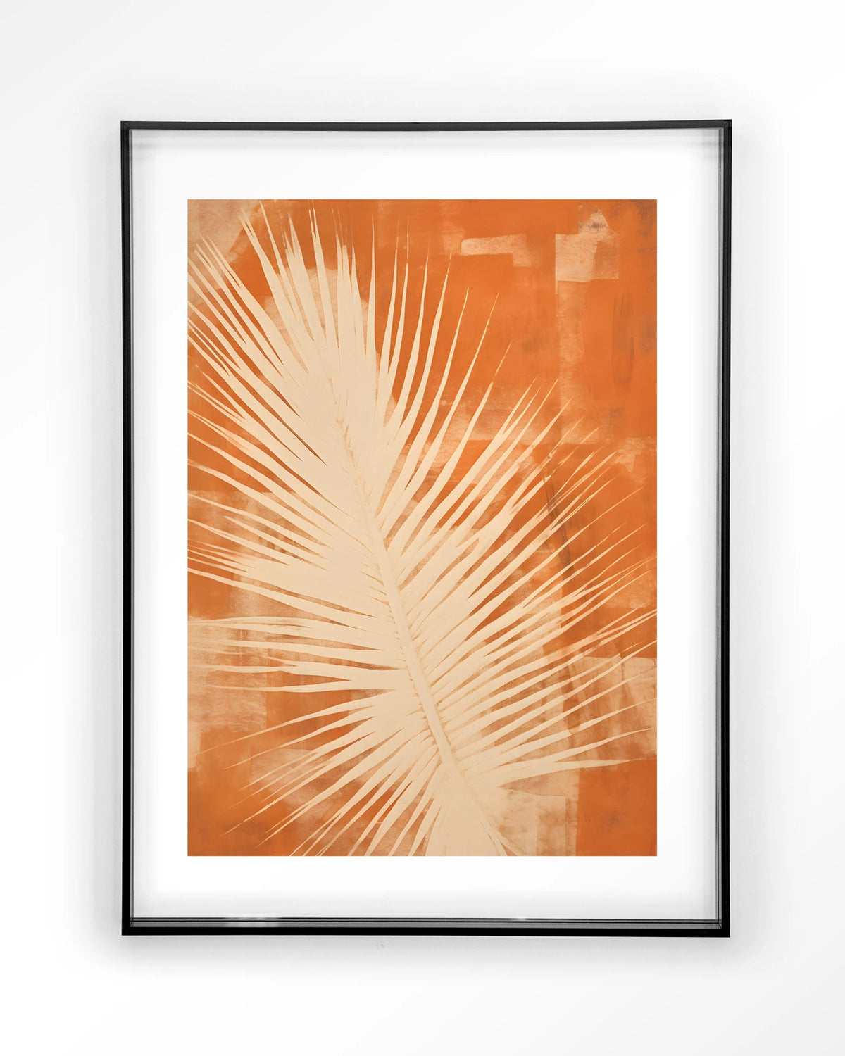 Rusty Leaf – palmblad in oranje – Art print – Acryl zwart