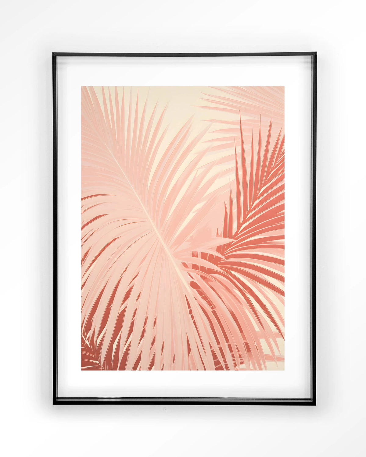 Pink Palm – roze palmbladeren – Art print – Acryl zwart