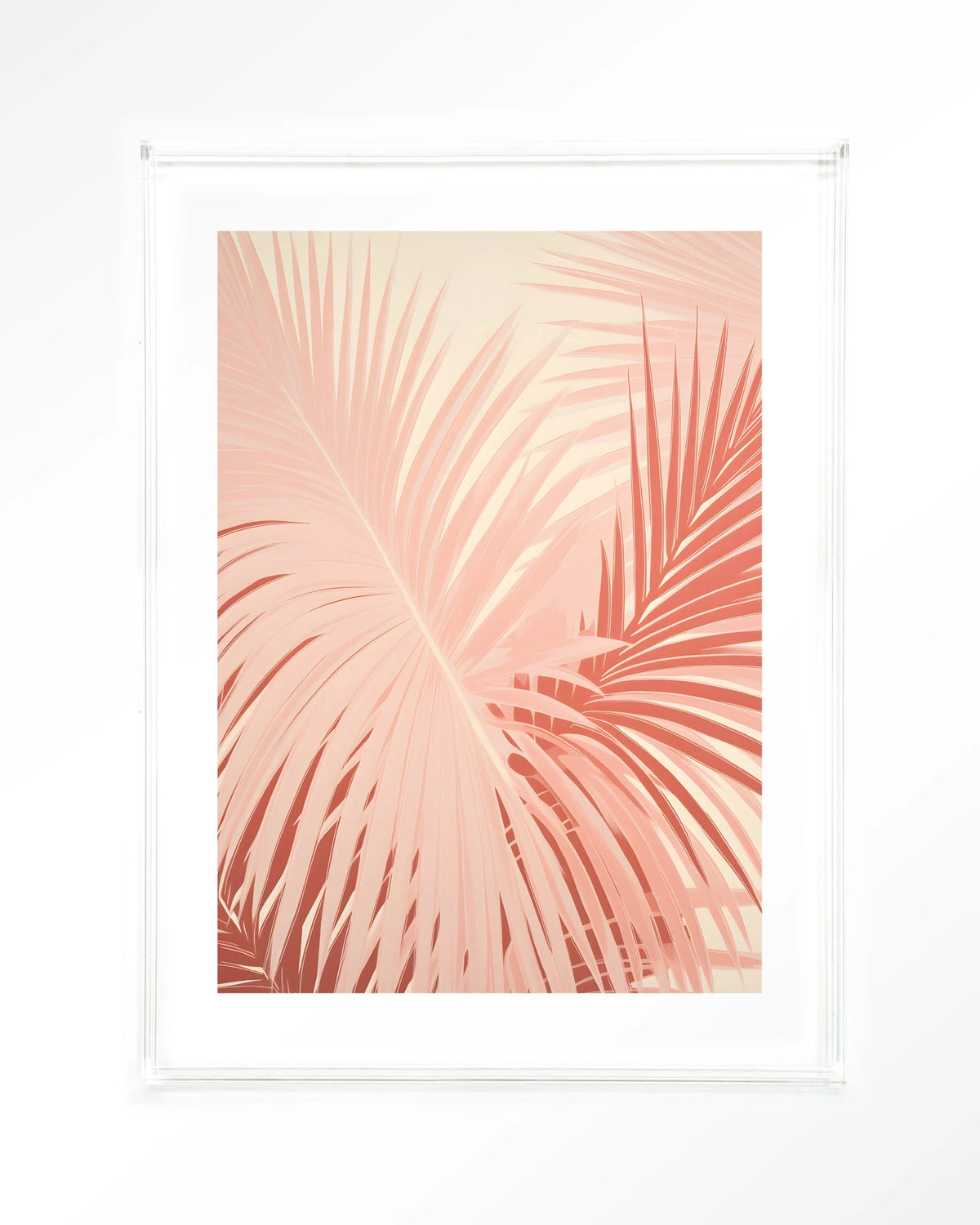 Pink Palm – roze palmbladeren – Art print – Acryl doorzichtig