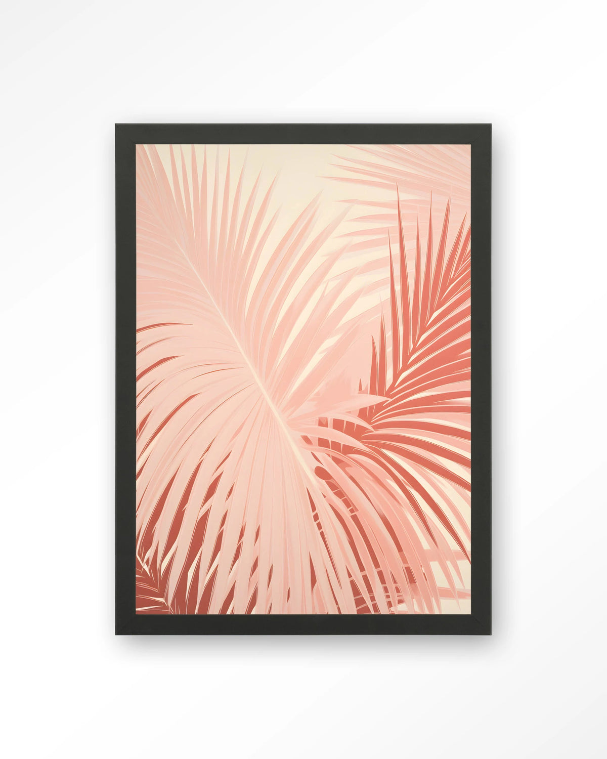 Pink Palm – roze palmbladeren – Art print – Hout zwart