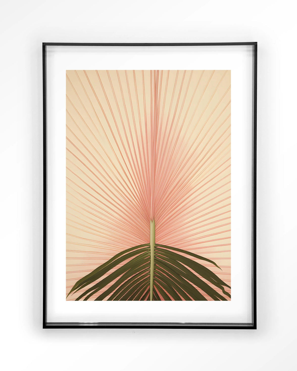 Palma – palmblad in roze – Art print – Acryl zwart