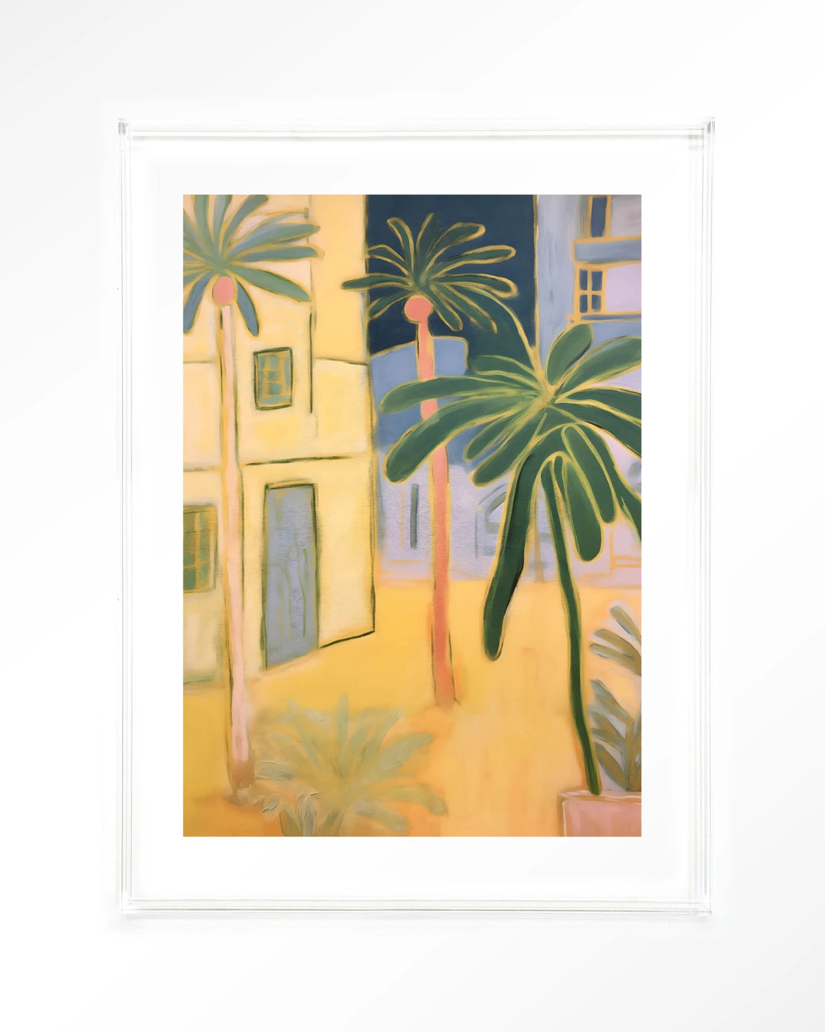 Otrobanda – palmbomen en gele huizen – Art print – Acryl doorzichtig