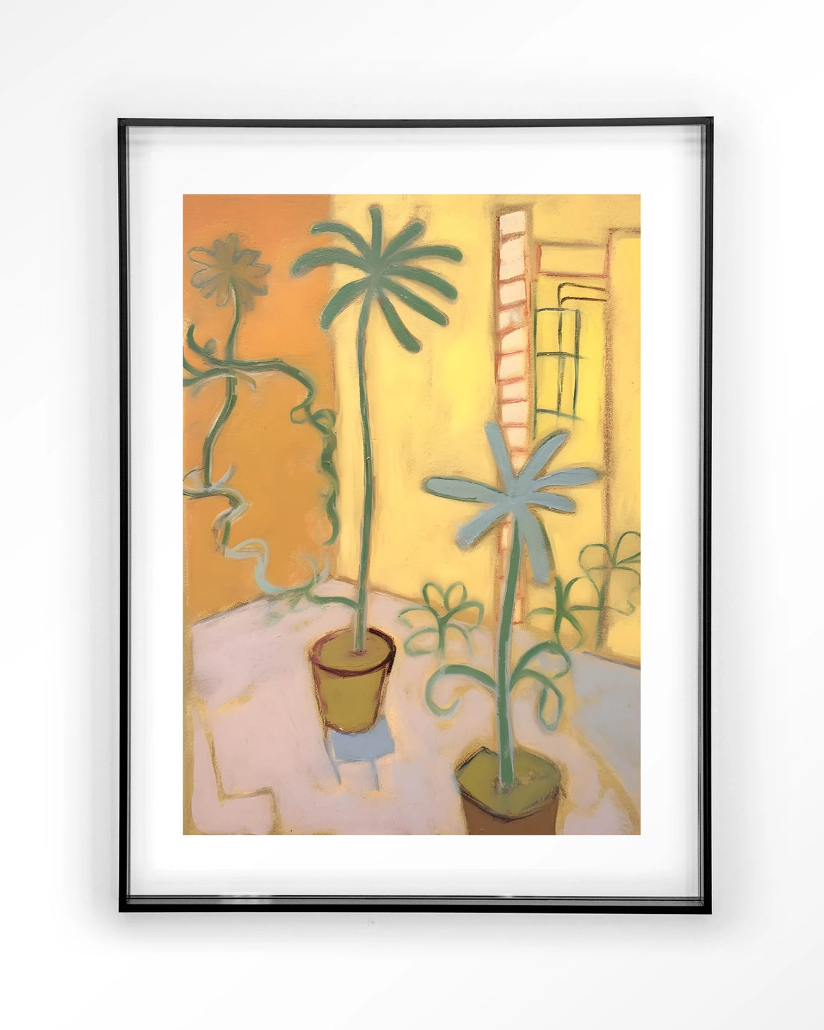 Cabo Verde – planten in pot, gele kamer – Art print – Acryl zwart
