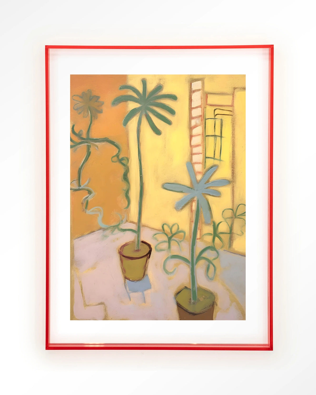 Cabo Verde – planten in pot, gele kamer – Art print – Acryl roze