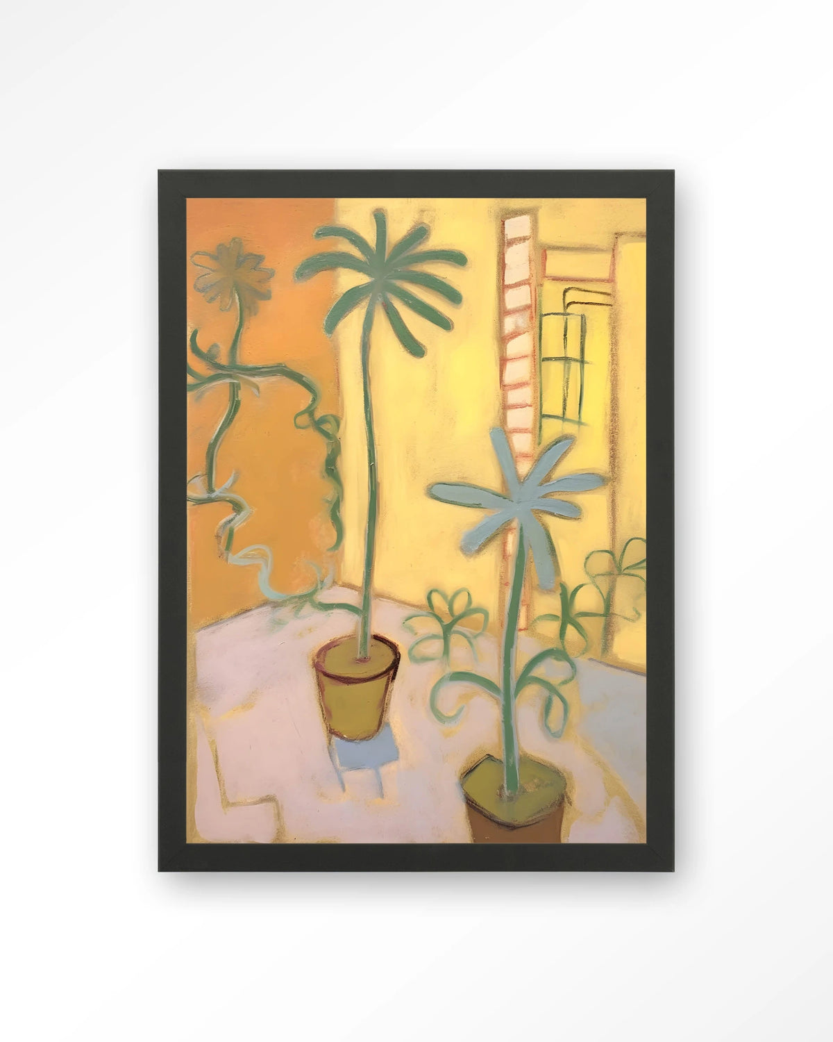 Cabo Verde – planten in pot, gele kamer – Art print – Hout zwart