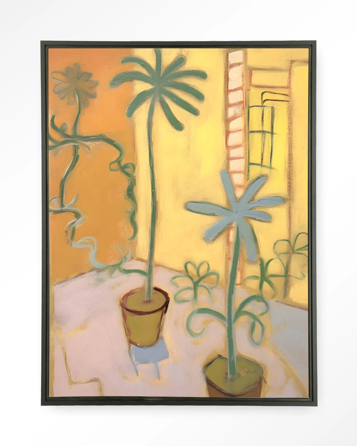 Cabo Verde – planten in pot, gele kamer – Wandkleed – Floating frame – zwart