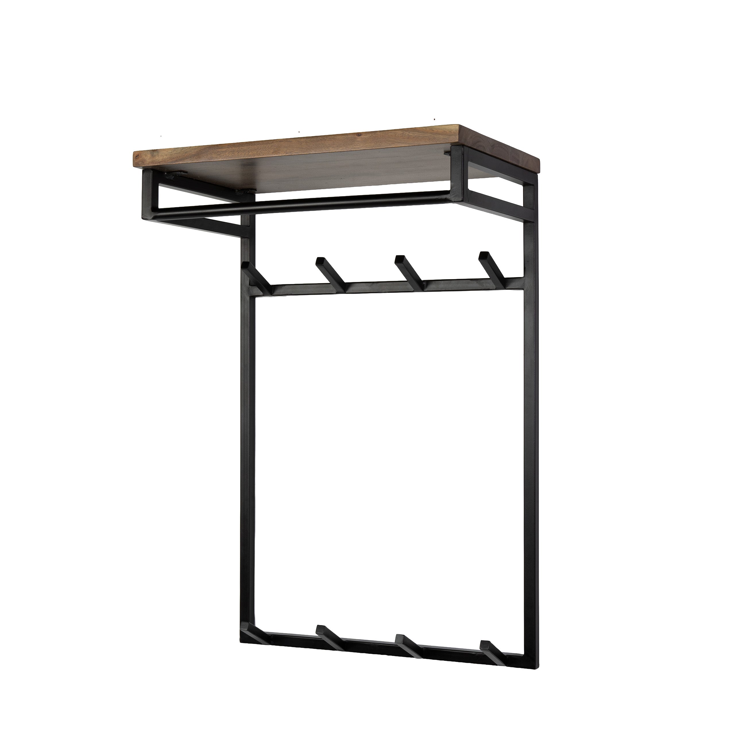 Kapstok Custom hoog roede en hoedenplank 2x4 haken / Massief acacia bruin