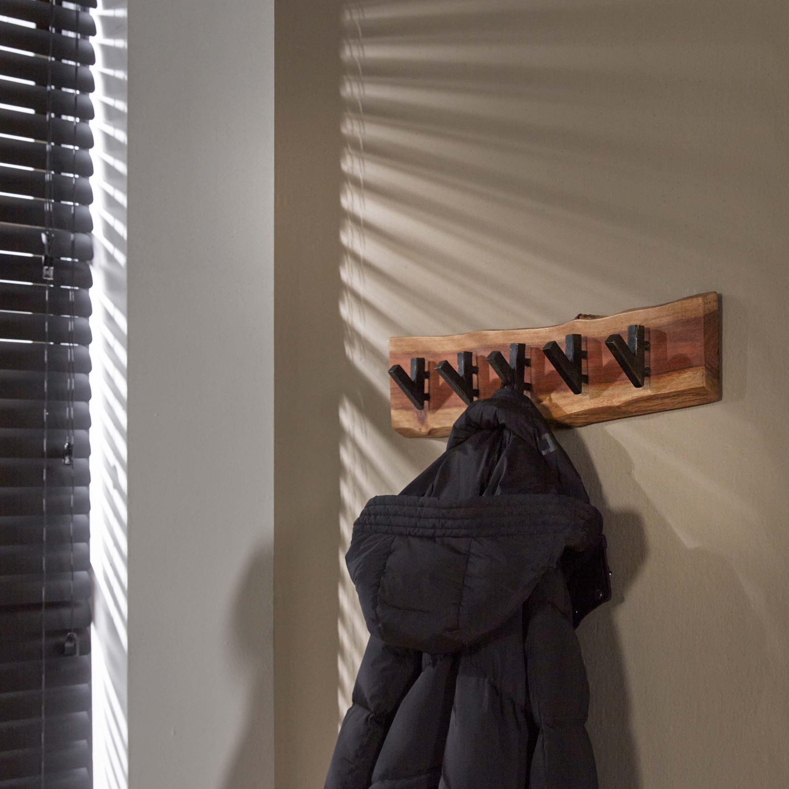 Kapstok Edge 5 haken / Massief acacia