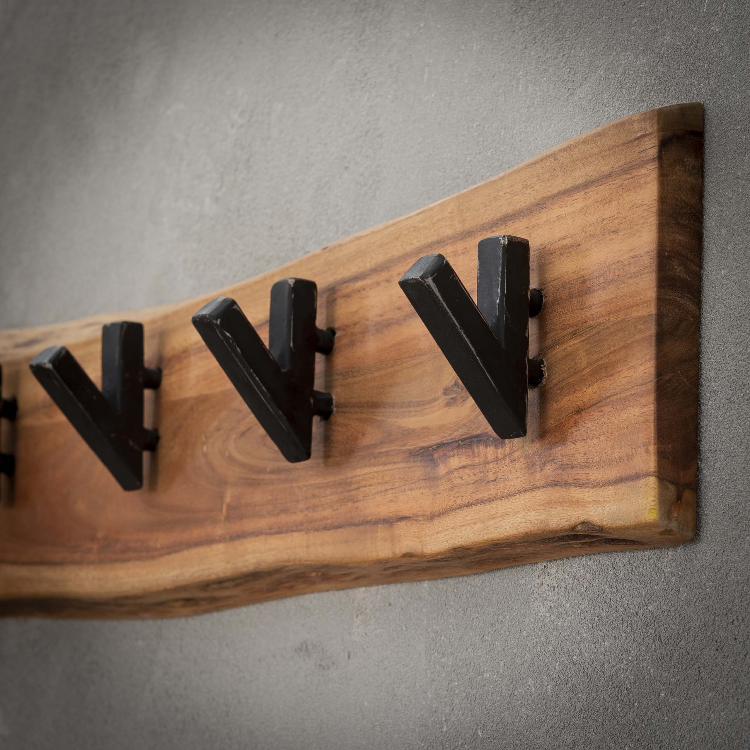 Kapstok Edge 5 Haken Massief Acacia