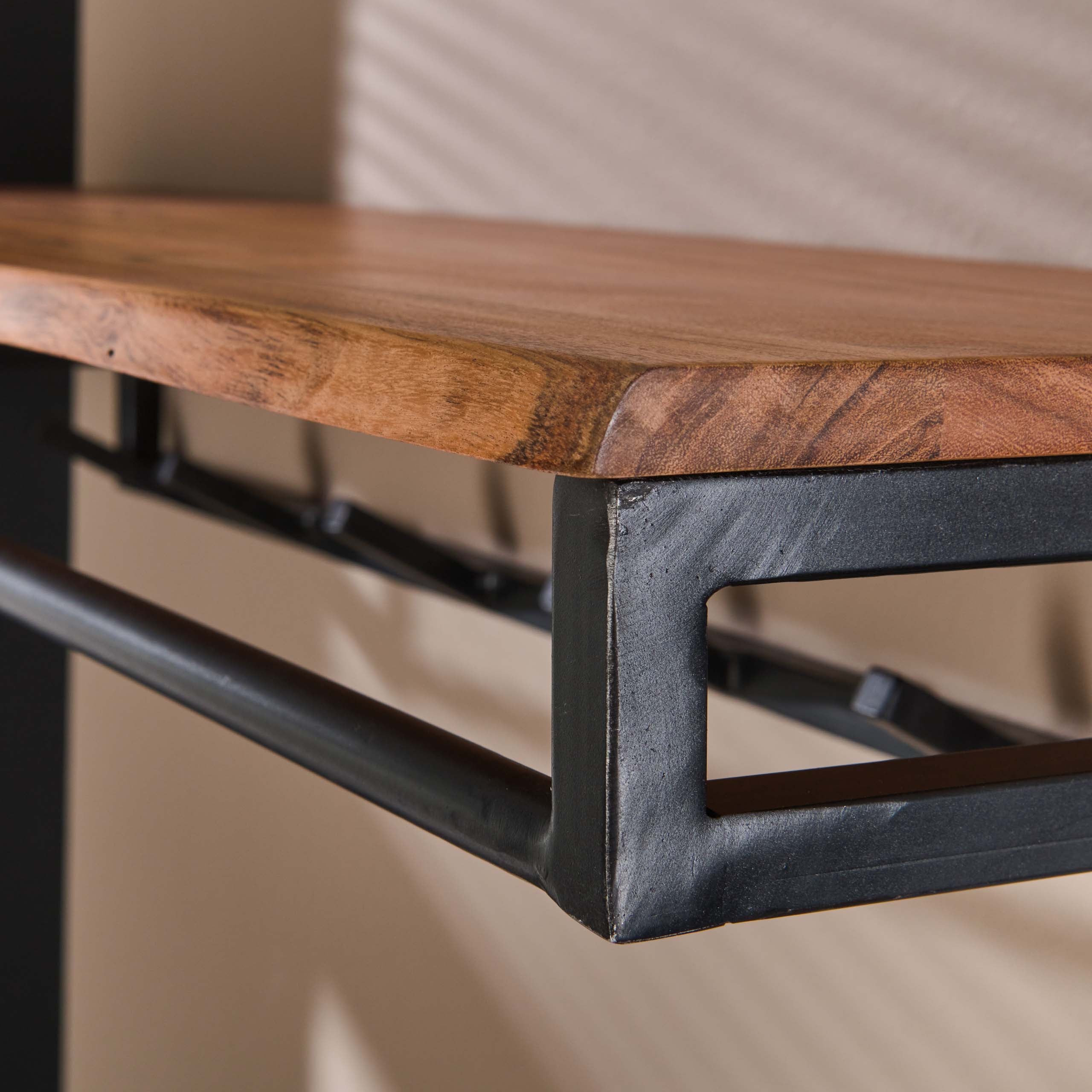 Kapstok Custom Roede En Hoedenplank 6 Haken Massief Acacia