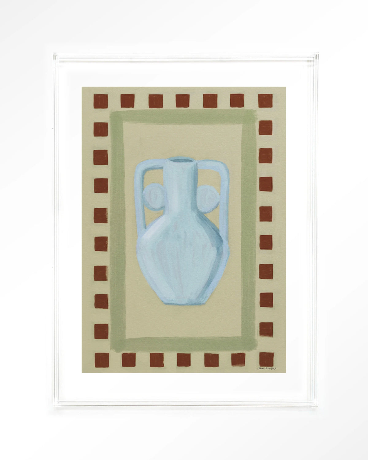 Eclectic Series 1 – blauwe vaas met rand – Art print – Acryl doorzichtig
