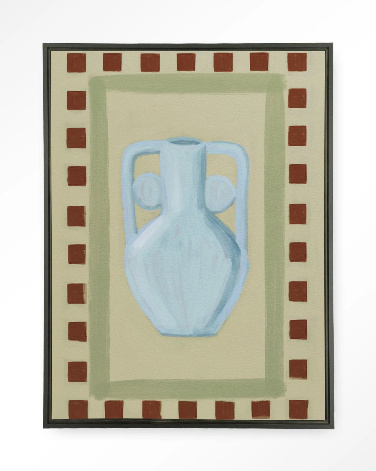 Eclectic Series 1 – blauwe vaas met rand – Wandkleed – Floating frame – zwart