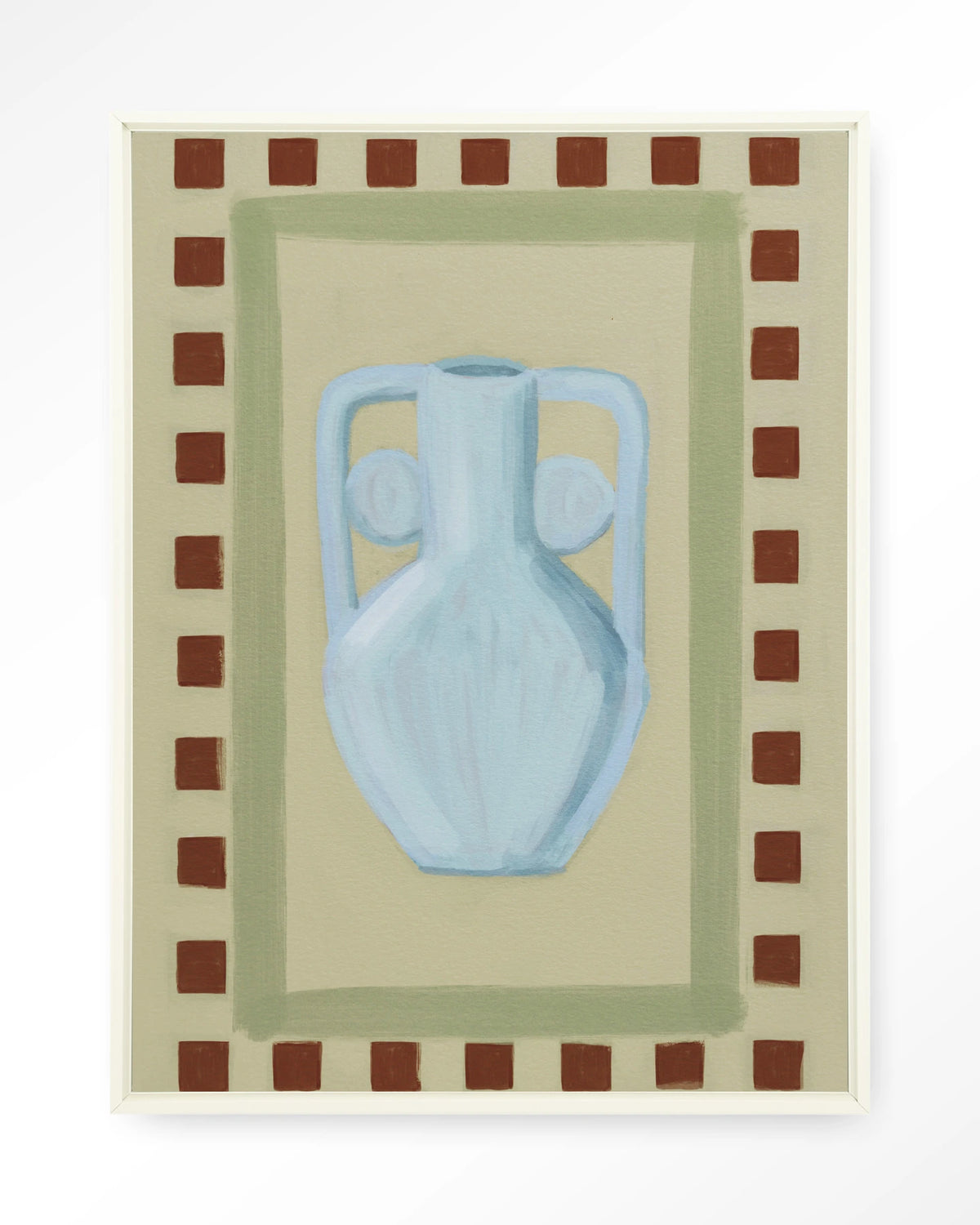 Eclectic Series 1 – blauwe vaas met rand – Wandkleed – Floating frame – wit