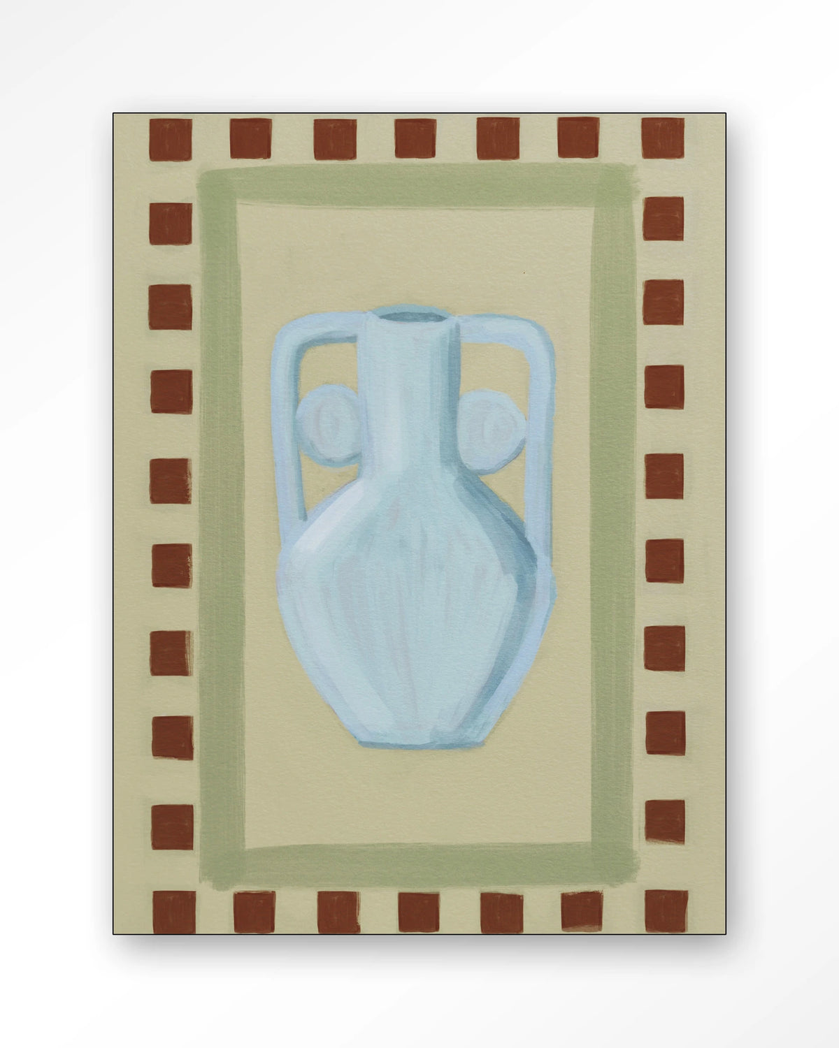 Eclectic Series 1 – blauwe vaas met rand – Wandkleed – Frame – zwart