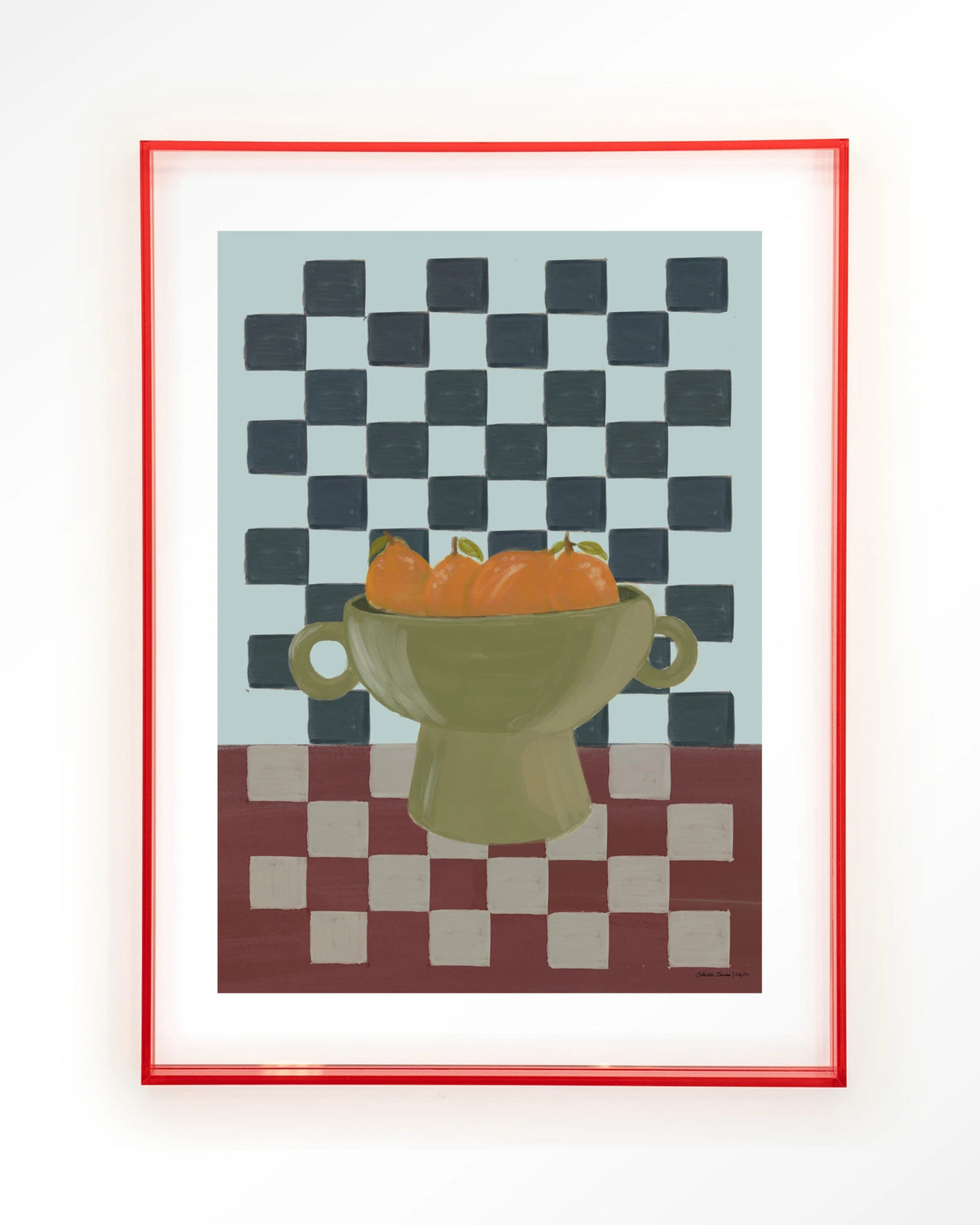 Eclectic Series 2 – sinaasappels in schaal, stilleven – Art print – Acryl roze