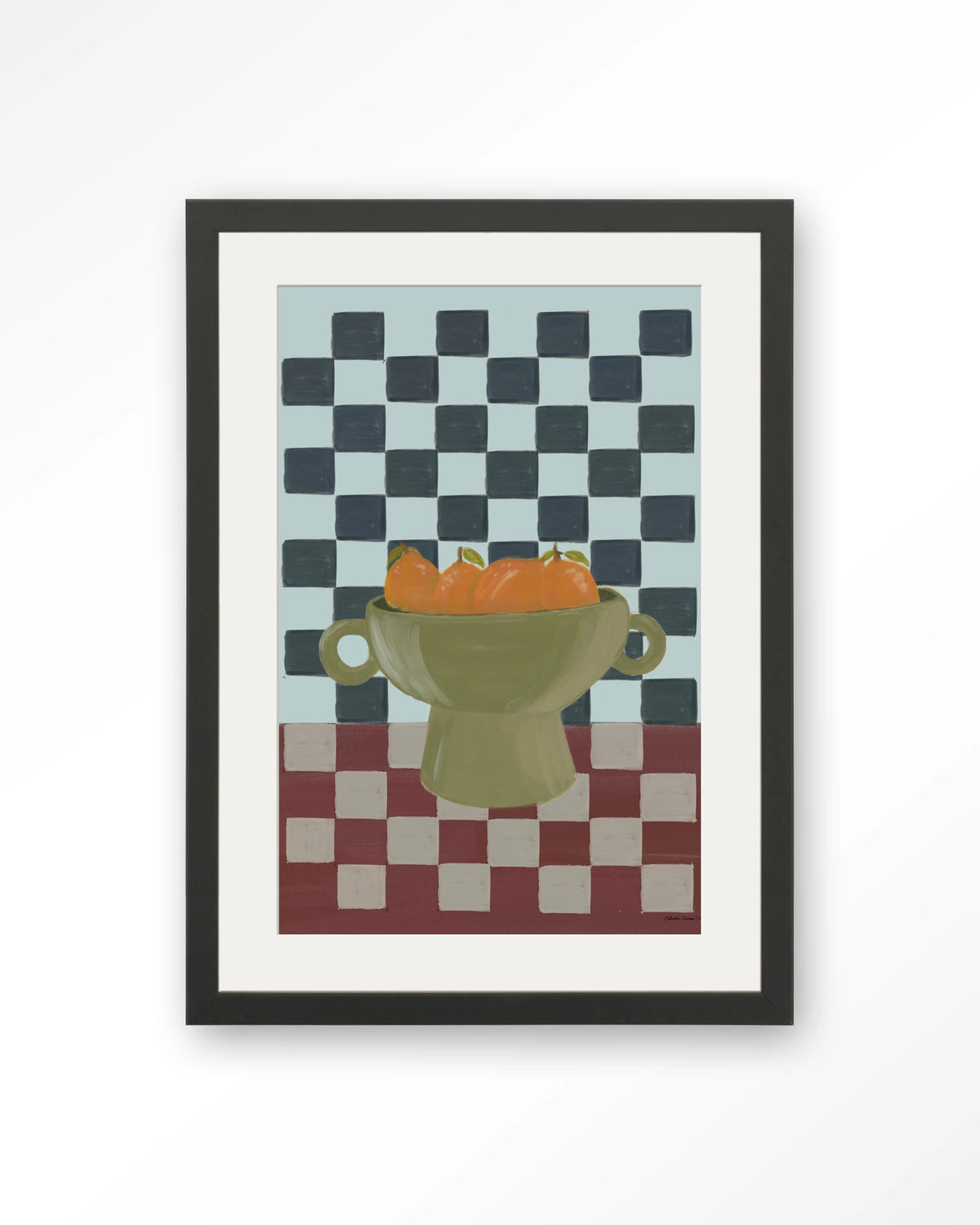 Eclectic Series 2 – sinaasappels in schaal, stilleven – Art print – Hout zwart + passe-partout