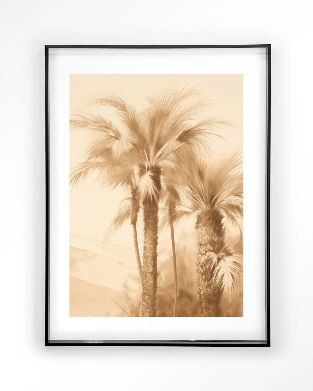 Desert Mirage – palmbomen in beige – Art print – Acryl zwart