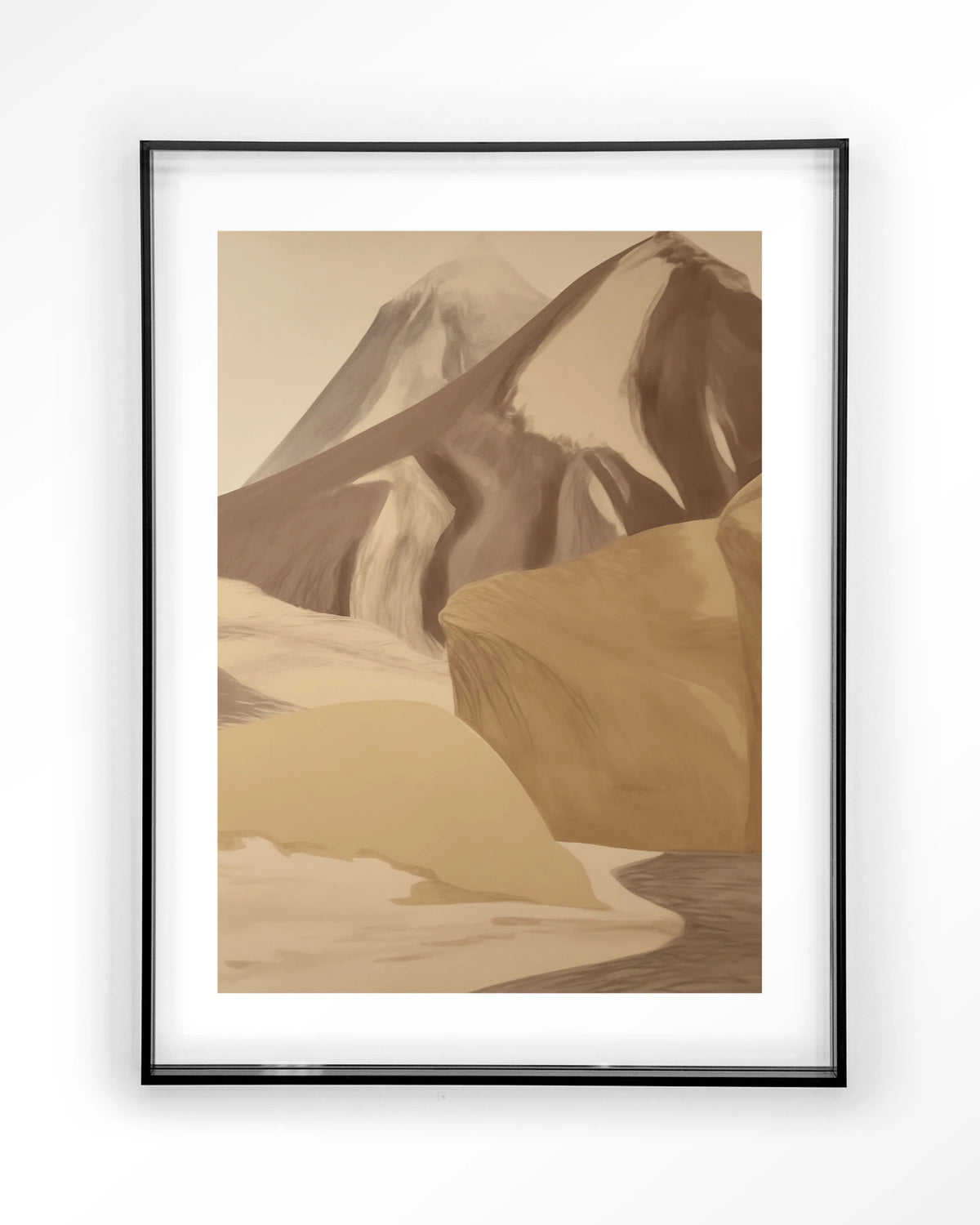Rocky Mountain – bergen in beige tinten – Art print – Acryl zwart