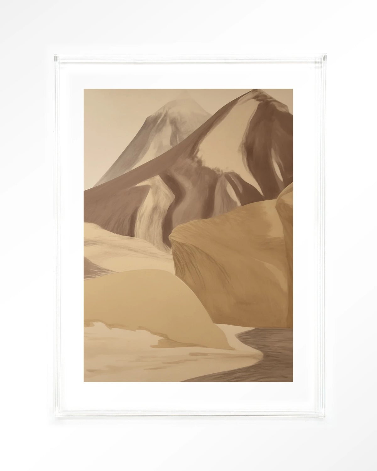 Rocky Mountain – bergen in beige tinten – Art print – Acryl doorzichtig
