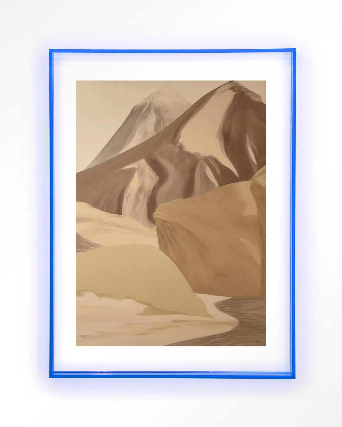 Rocky Mountain – bergen in beige tinten – Art print – Acryl lichtblauw