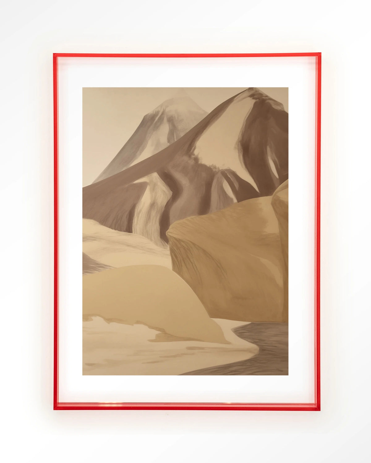 Rocky Mountain – bergen in beige tinten – Art print – Acryl roze