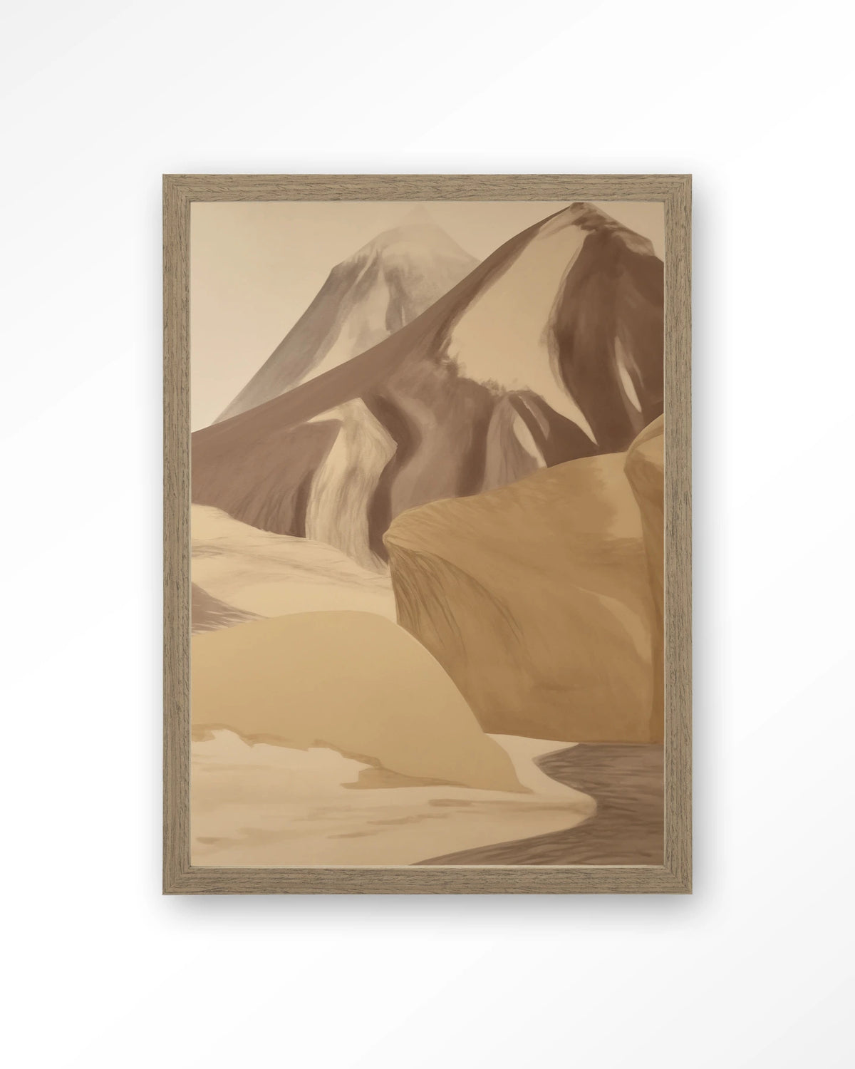Rocky Mountain – bergen in beige tinten – Art print – Hout bruin