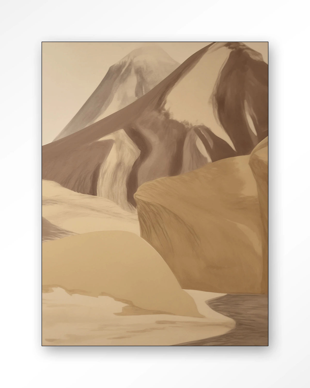 Rocky Mountain – bergen in beige tinten – Wandkleed – Frame – zwart