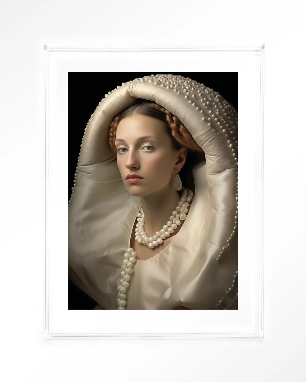 Queen of Pearls – vrouw met parels – Art print – Acryl doorzichtig