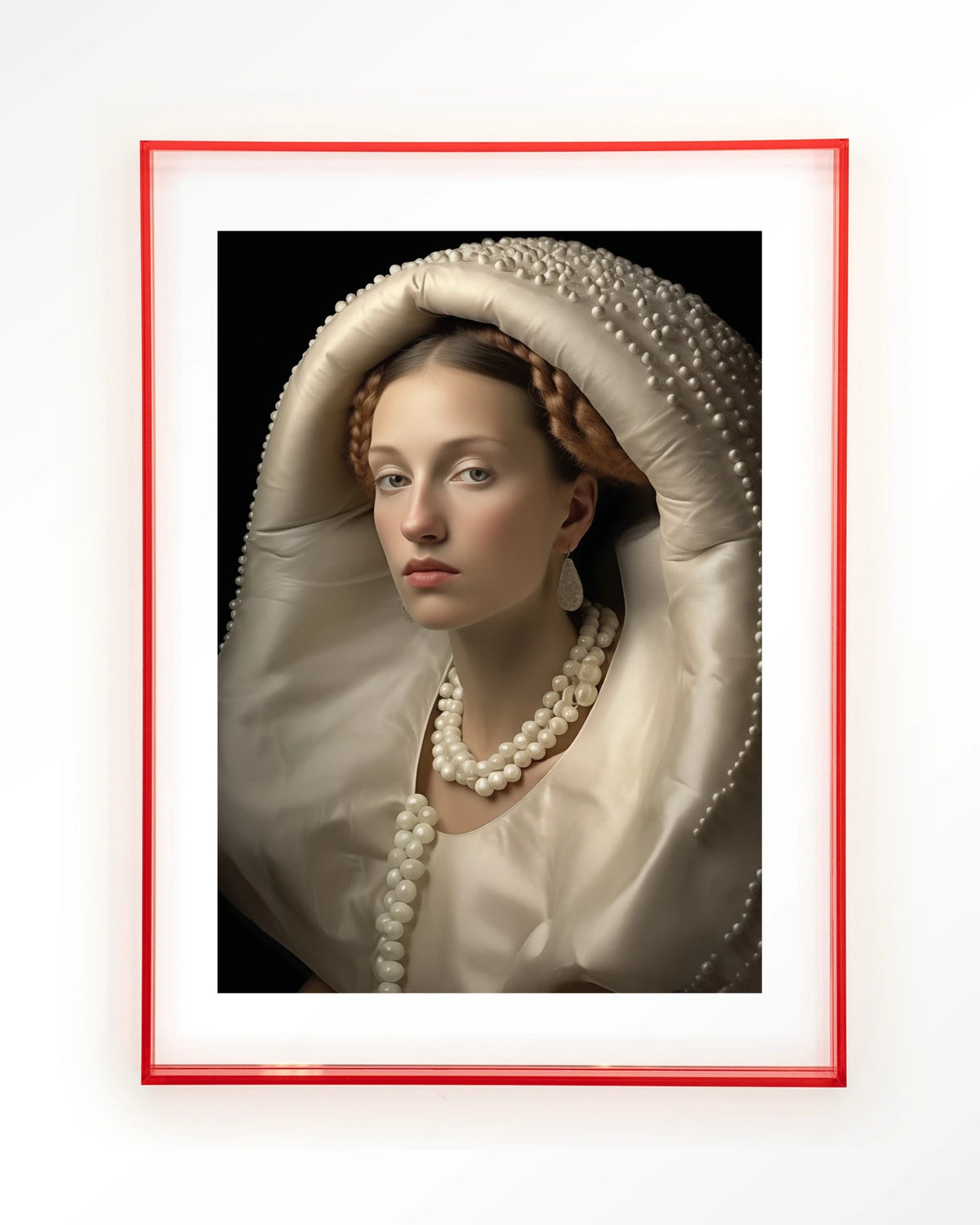 Queen of Pearls – vrouw met parels – Art print – Acryl roze