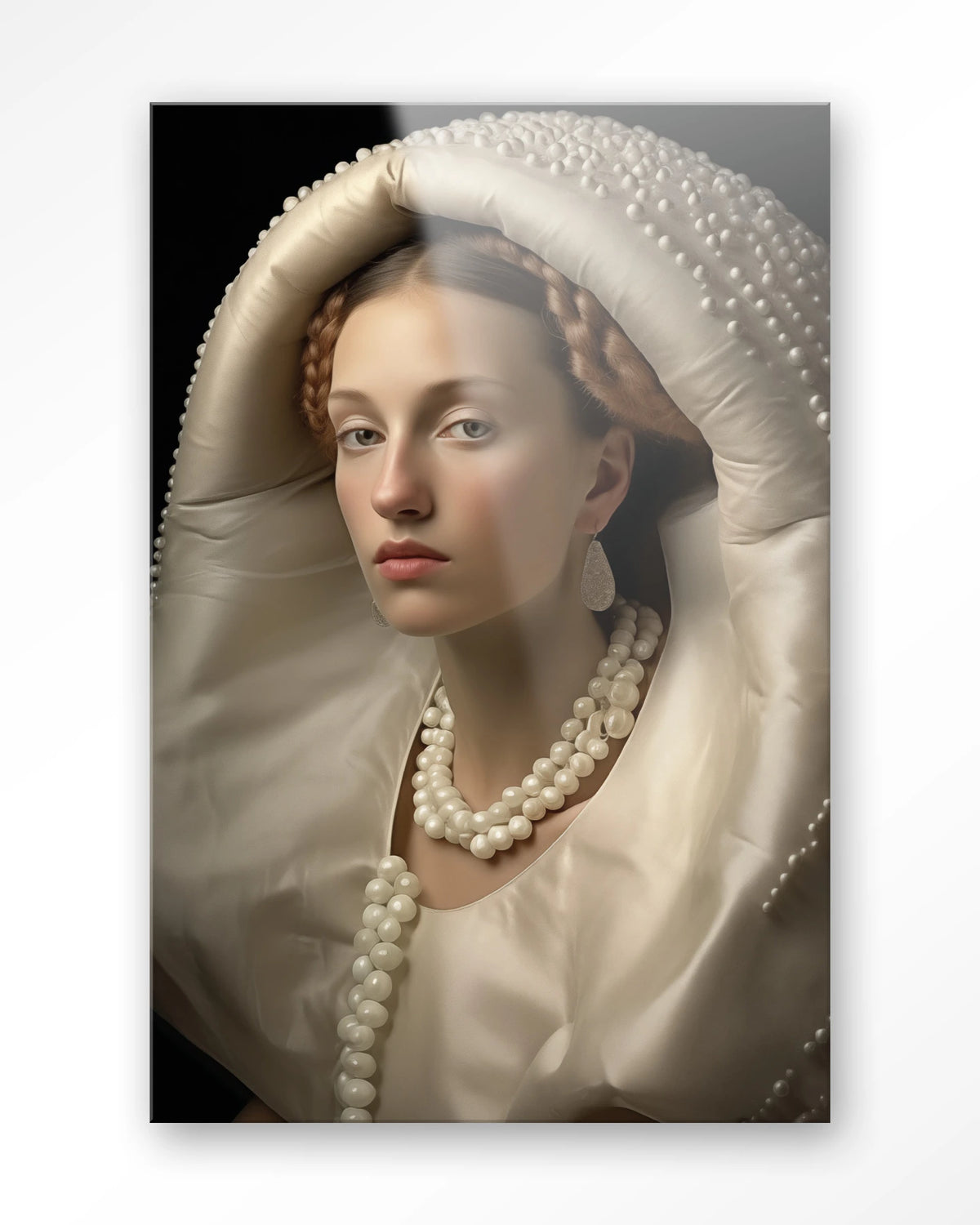 Queen of Pearls – vrouw met parels – Glas – Blinde montage