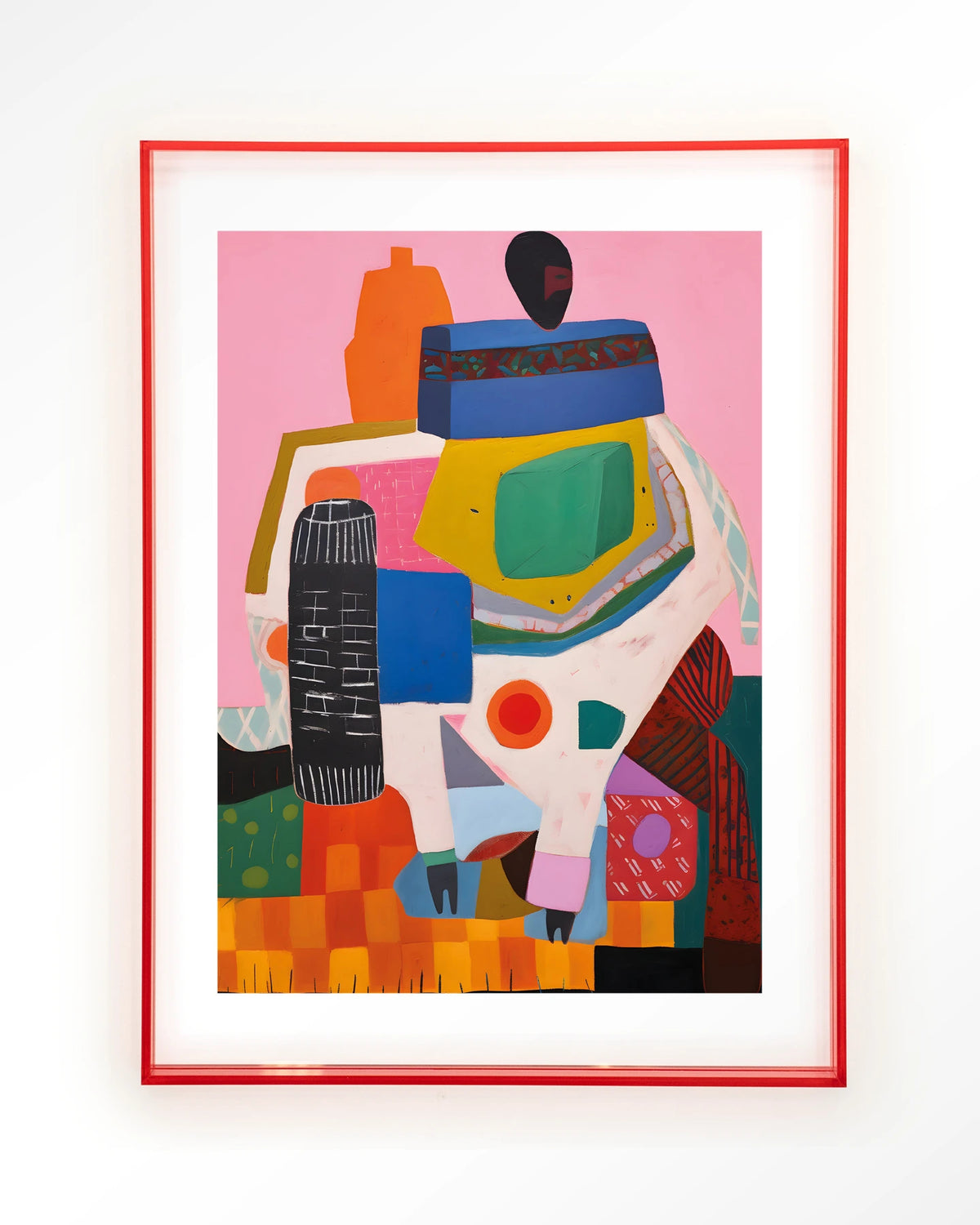 Battle of Colour – kleurrijk abstract op roze – Art print – Acryl roze