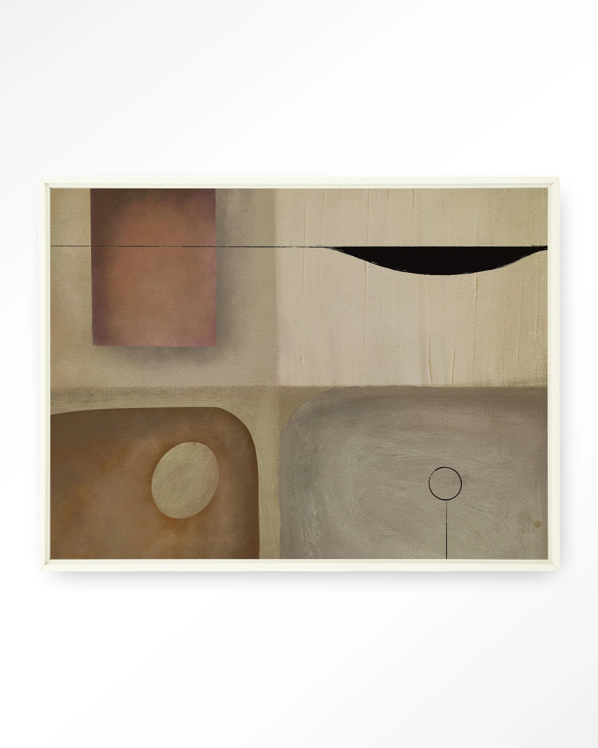 Define – abstract in aardetinten – Wandkleed – Floating frame – wit