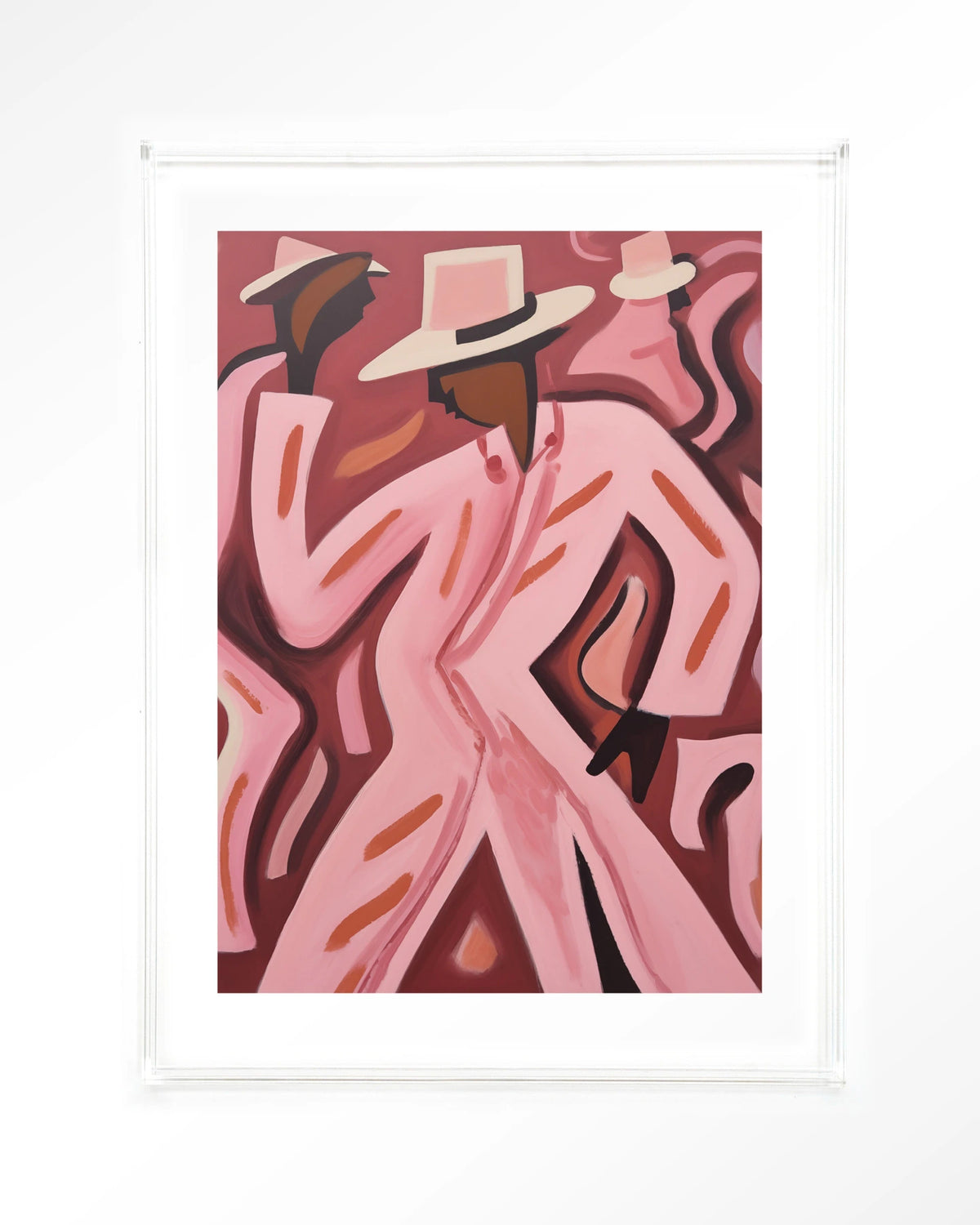 Boogie Woogie – dansers in roze pakken – Art print – Acryl doorzichtig