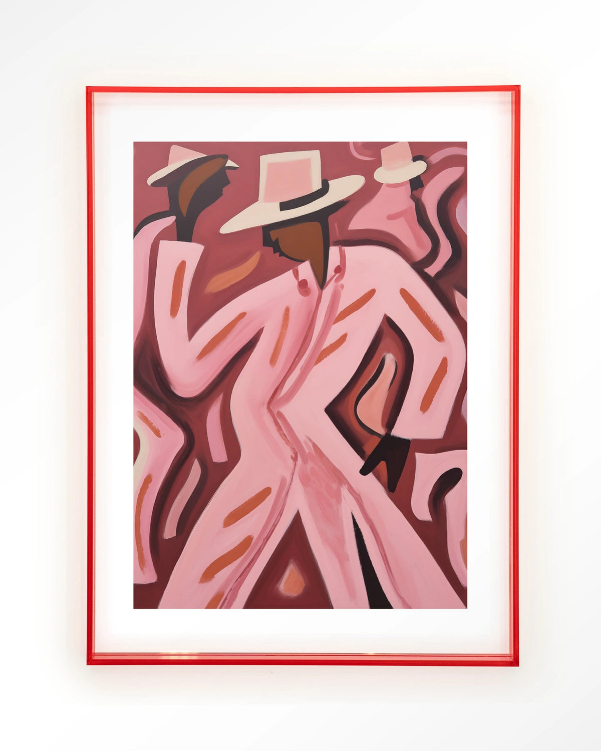 Boogie Woogie – dansers in roze pakken – Art print – Acryl roze