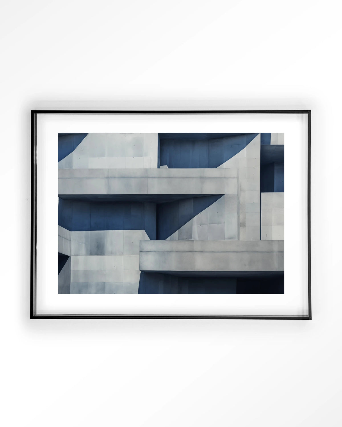 Concrete Cube – betonnen architectuur in blauw – Art print – Acryl zwart