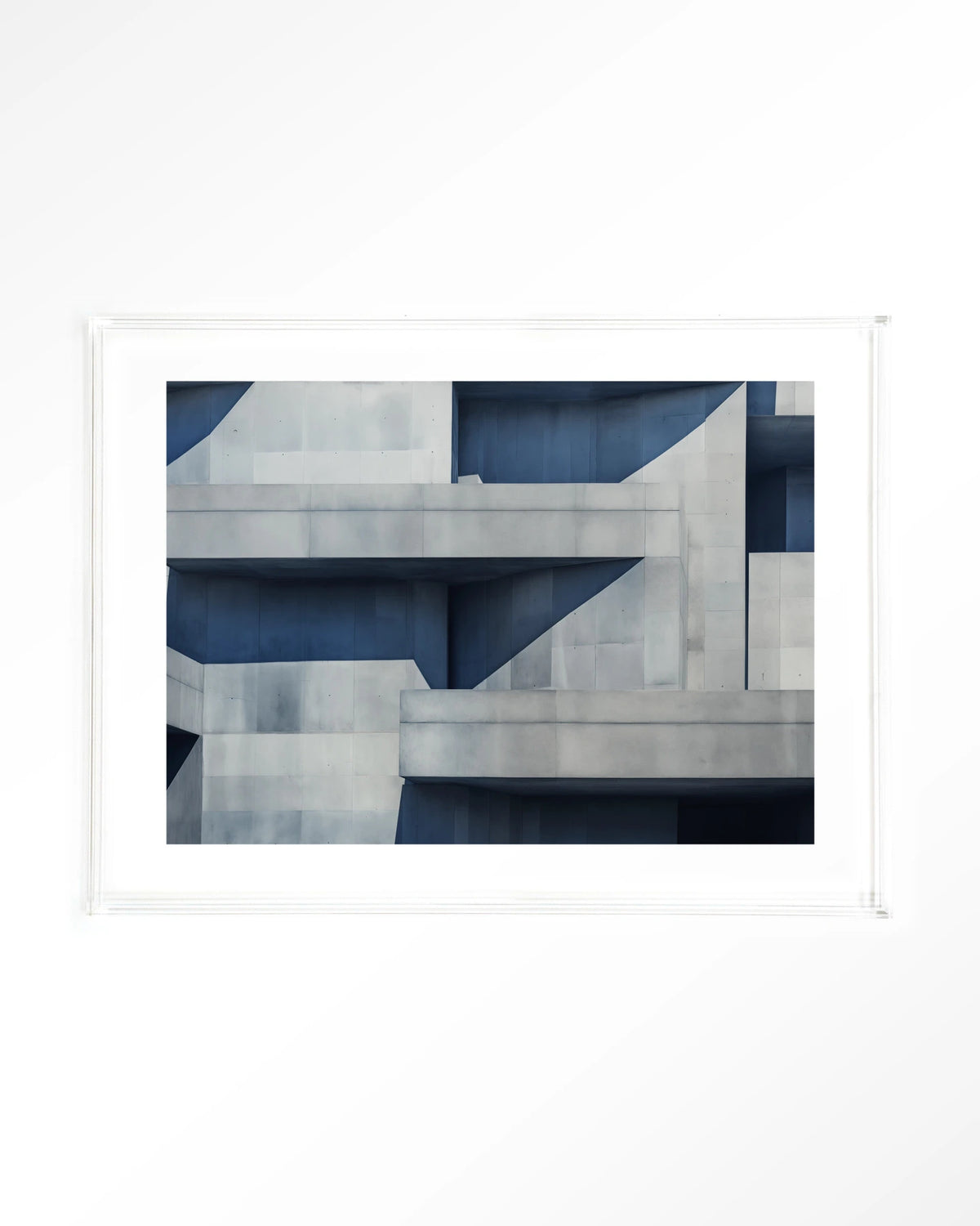 Concrete Cube – betonnen architectuur in blauw – Art print – Acryl doorzichtig