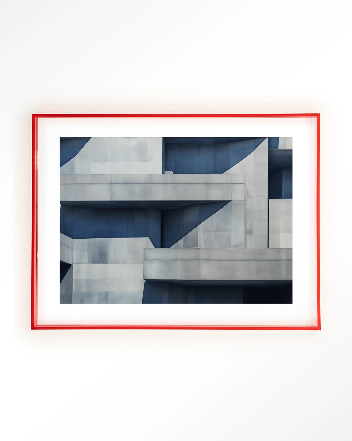 Concrete Cube – betonnen architectuur in blauw – Art print – Acryl roze