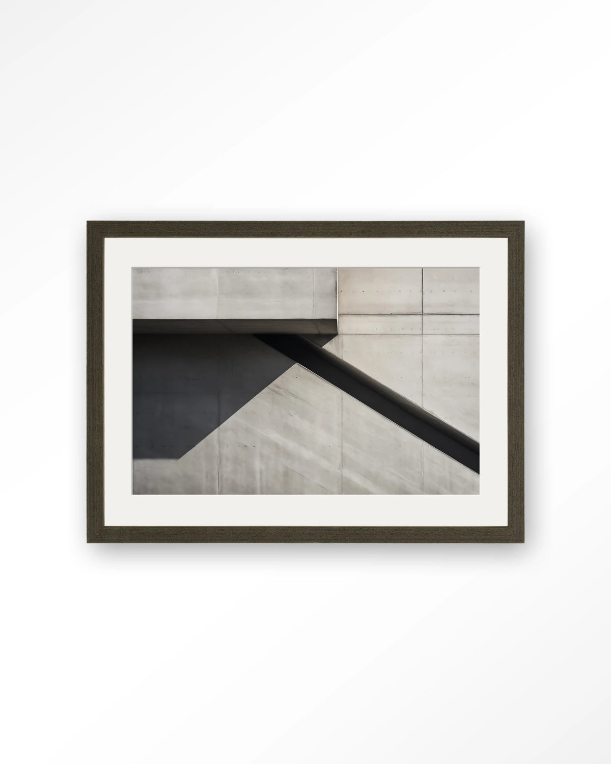 Concrete Detail – betonnen muur architectuur – Art print – Hout donkerbruin + passe-partout